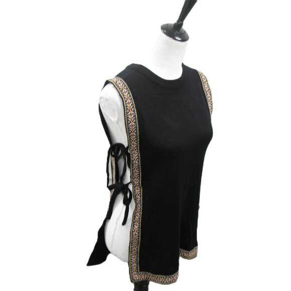 Vintage Tami Black Boho Tie Side Sweater Vest Size Small - Picture 1 of 6